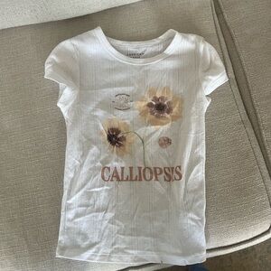 American Eagle Outfitters White Floral Calliopsis Graphic Tee
